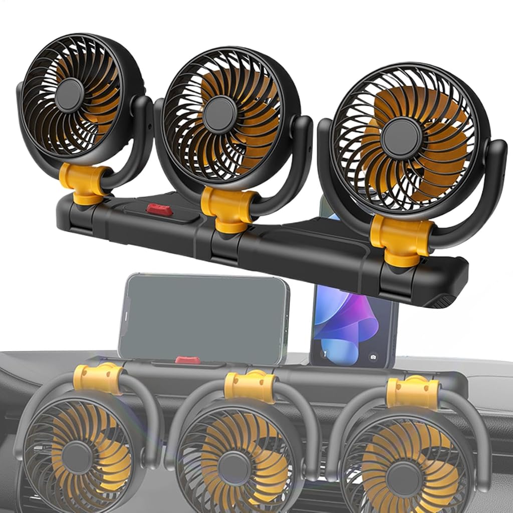 STHIRA® 3 in 1 Car Fan 12V Car Fan Flexible Triple-head Fan Car Fan with 3 Speeds Plug and Go Folding Dash Board USB Fan with Switch Universal Car Fan STHIRA® 3 in 1 Car Fan 12V Car Fan Flexible Triple-head Fan Car Fan with 3 Speeds Plug and Go Folding Dash Board USB Fan with Switch Universal Car Fan